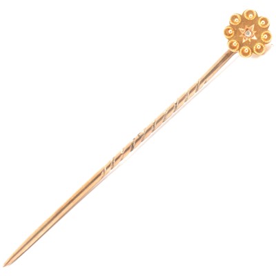 Lot 188 - A Victorian style stick pin set with a rose cut diamond, new and boxed.