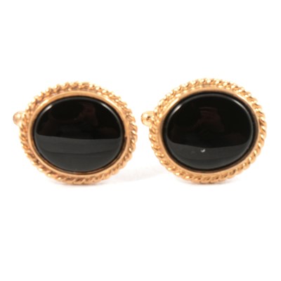 Lot 212 - A pair of 9 carat gold black onyx cufflinks, new and boxed.