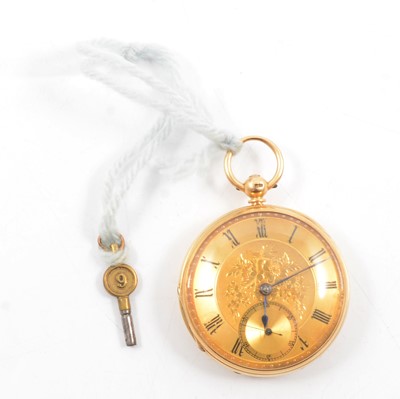 Lot 278 - An 18 carat yellow gold open face pocket watch