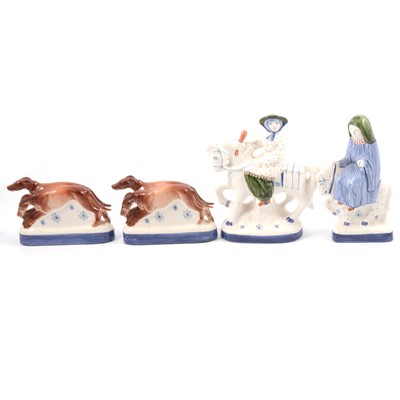 Lot 6 - Eight Rye Pottery Canterbury Tales and hounds figures.