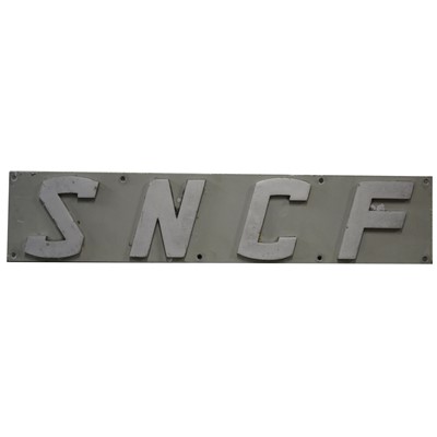 Lot 746 - Original French railway metal sign 'SNCF', 23cm by 109cm.
