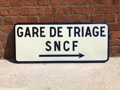 Lot 257 - Large original french railway station enamel sign 'Gare de Triage SNCF'