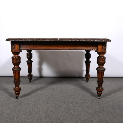 Lot 330 - Late Victorian carved oak dining table