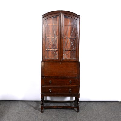 Lot 397 - Oak bureau bookcase