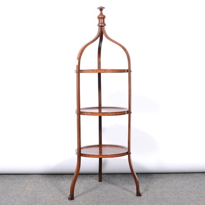 Lot 336 - Edwardian inlaid mahogany three tier stand