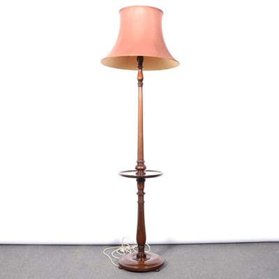 Lot 319 - Mahogany turned standard lamp with circular tray waist