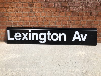 Lot 267 - Large original American railway station enamel sign 'Lexington Av' avenue