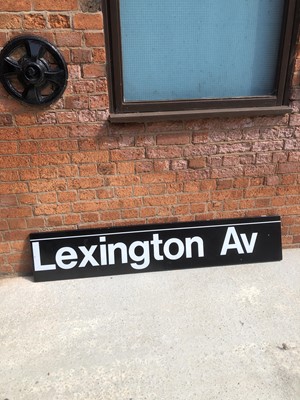 Lot 267 - Large original American railway station enamel sign 'Lexington Av' avenue