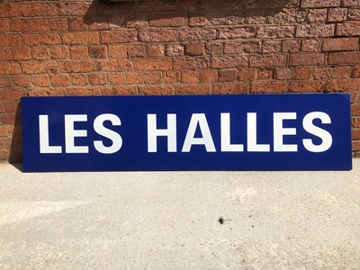 Lot 236 - Large original French railway station enamel sign 'Les Halles' Paris