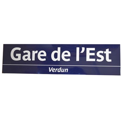 Lot 228 - Large original French railway station enamel sign 'Gare de L'Est - Verdun'