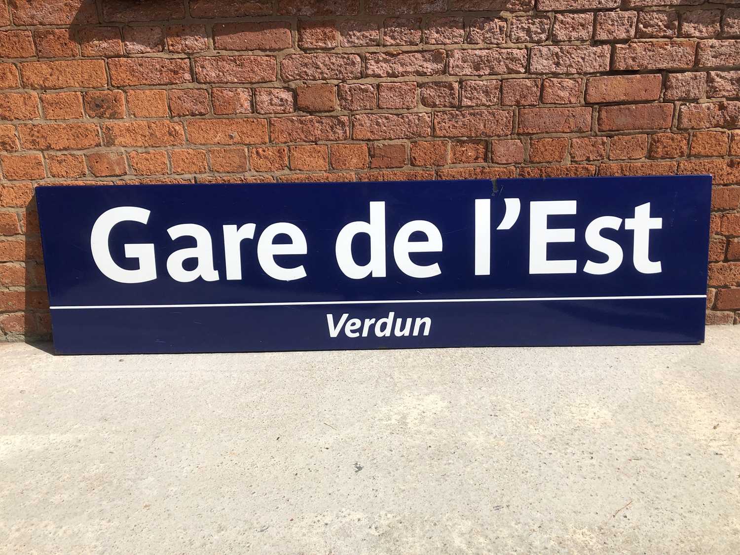 Lot 228 - Large original French railway station enamel sign 'Gare de L'Est - Verdun'