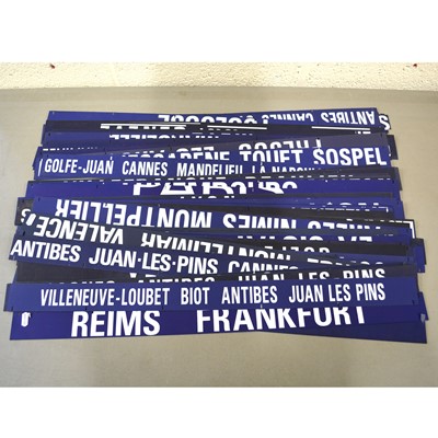 Lot 770 - A large quantity of French railway station line strip signs, approx 60