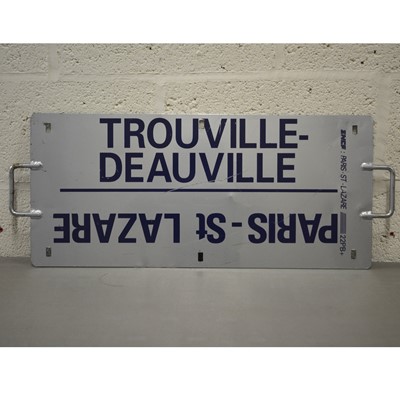 Lot 776 - French SNCF railway train plate sign 'Paris St Lazare / Trouville-Deauville / Caen / Evreux'