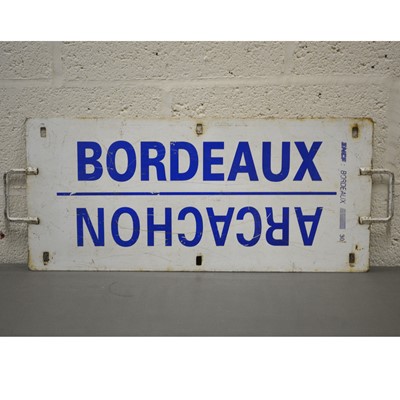 Lot 784 - French SNCF railway train metal plate sign 'Bordeaux / Arcachon / Poitiers / Angouleme'