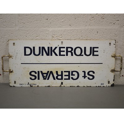 Lot 787 - French SNCF railway train metal plate 'Briancon / Bourg-St Maurice / Dunkerque / St Gervais'