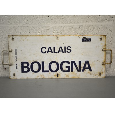 Lot 793 - French SNCF railway train plate sign 'Calais / Bologna'