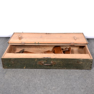 Lot 384 - Painted pine tool box with planes