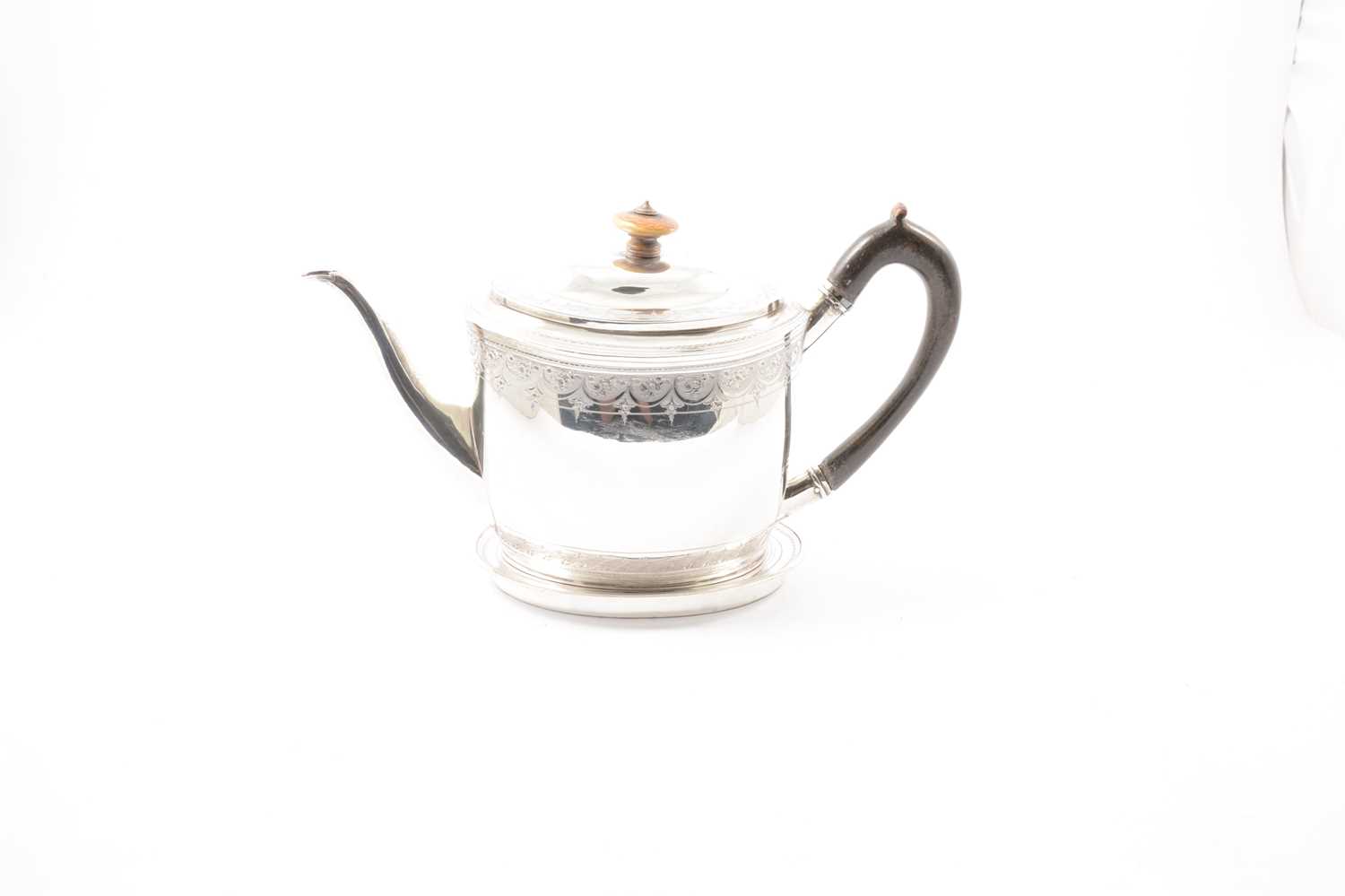 Lot 143 - Georgian silver teapot with matching stand, James Mince, London 1799.