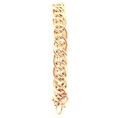 Lot 123 - A rose metal hollow fancy curb link bracelet.
