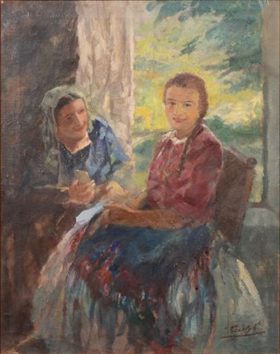 Lot 274 - Antal Peczely, Two women seated by the window