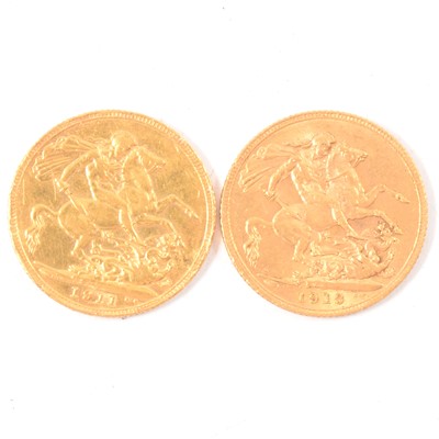 Lot 104 - Two Gold Full Sovereigns George V 1911 and 1913.