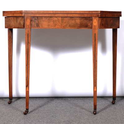 Lot 321 - George III mahogany and satinwood banded card table