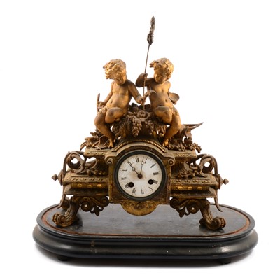 Lot 194 - French gilt spelter mantel clock