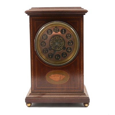 Lot 205 - Edwardian inlaid mahogany mantel clock
