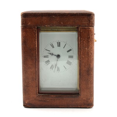 Lot 199 - French brass cased carriage clock, in a Morocco case