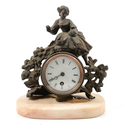 Lot 104 - French spelter mantel clock