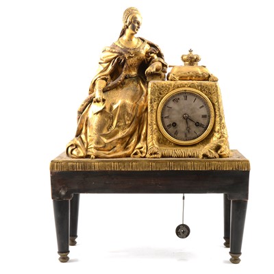Lot 197 - Gilt spelter 'Queen's Coronation' shelf clock