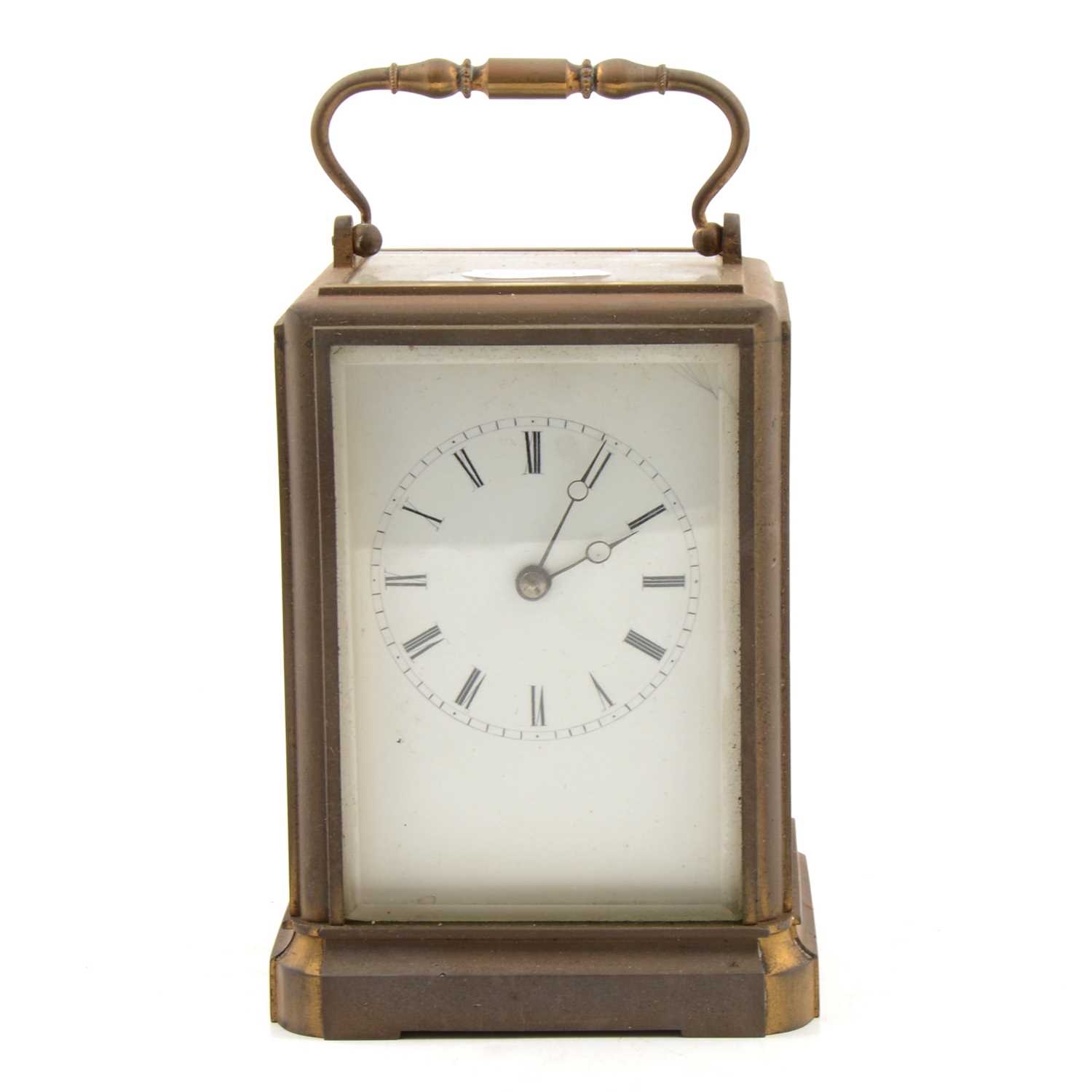 Lot 200 - French brass corniche-type carriage clock