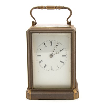 Lot 200 - French brass corniche-type carriage clock