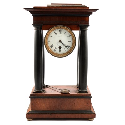Lot 145 - Charles X mahogany and ebonised portico clock