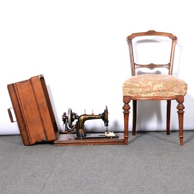 Lot 317 - Sewing machine and Victorian dining chair