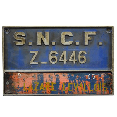 Lot 730 - Original French cast metal locomotive number plate tenderplate