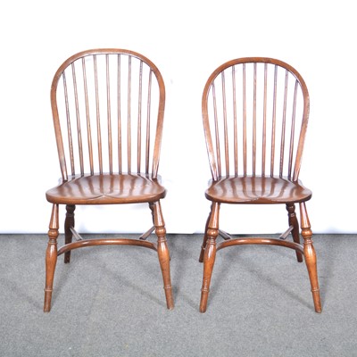 Lot 419 - Two reproduction elm and ash Windsor stick back chairs