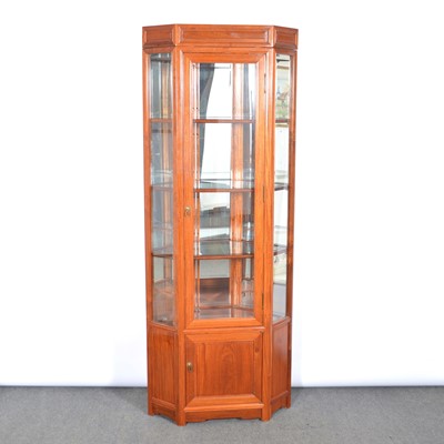 Lot 455 - Chinese hardwood corner display cabinet