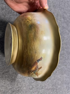 Lot 3 - Royal Worcester circular bowl, 1924, signed by James Stinton.