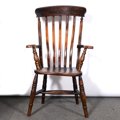 Lot 314 - Victorian elm and beech farmhouse elbow chair