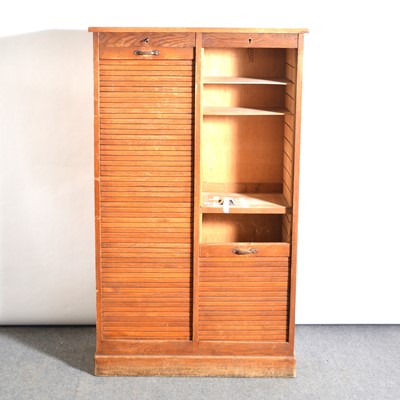 Lot 447 - Oak tambour front filing cabinet