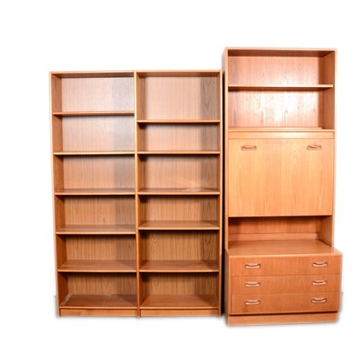 Lot 346 - Teak bookcase/cocktail cabinet and another bookcase