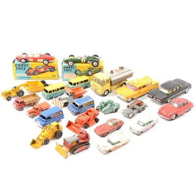 Lot 277 - Die-cast models and vehicles, one tray to include Corgi Toys 154 Ferrari Formula I racing car