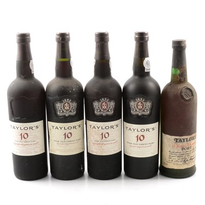 Lot 253 - Taylor's 10 year old Tawny Port, five bottles