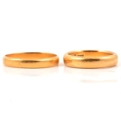 Lot 80 - Two 22 carat yellow gold wedding bands.