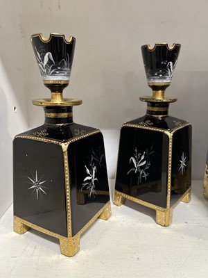 Lot 125 - Pair of Victorian glass and enamelled vases and stoppers