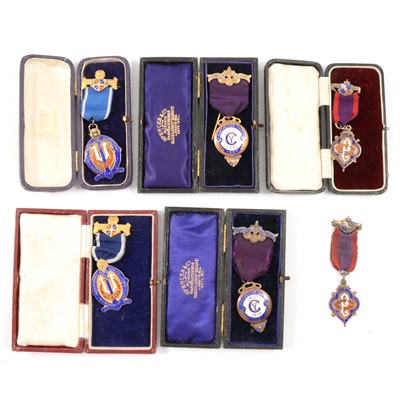 Lot 236 - Six silver and enamel jewels for the Independent Order of Odd Fellows
