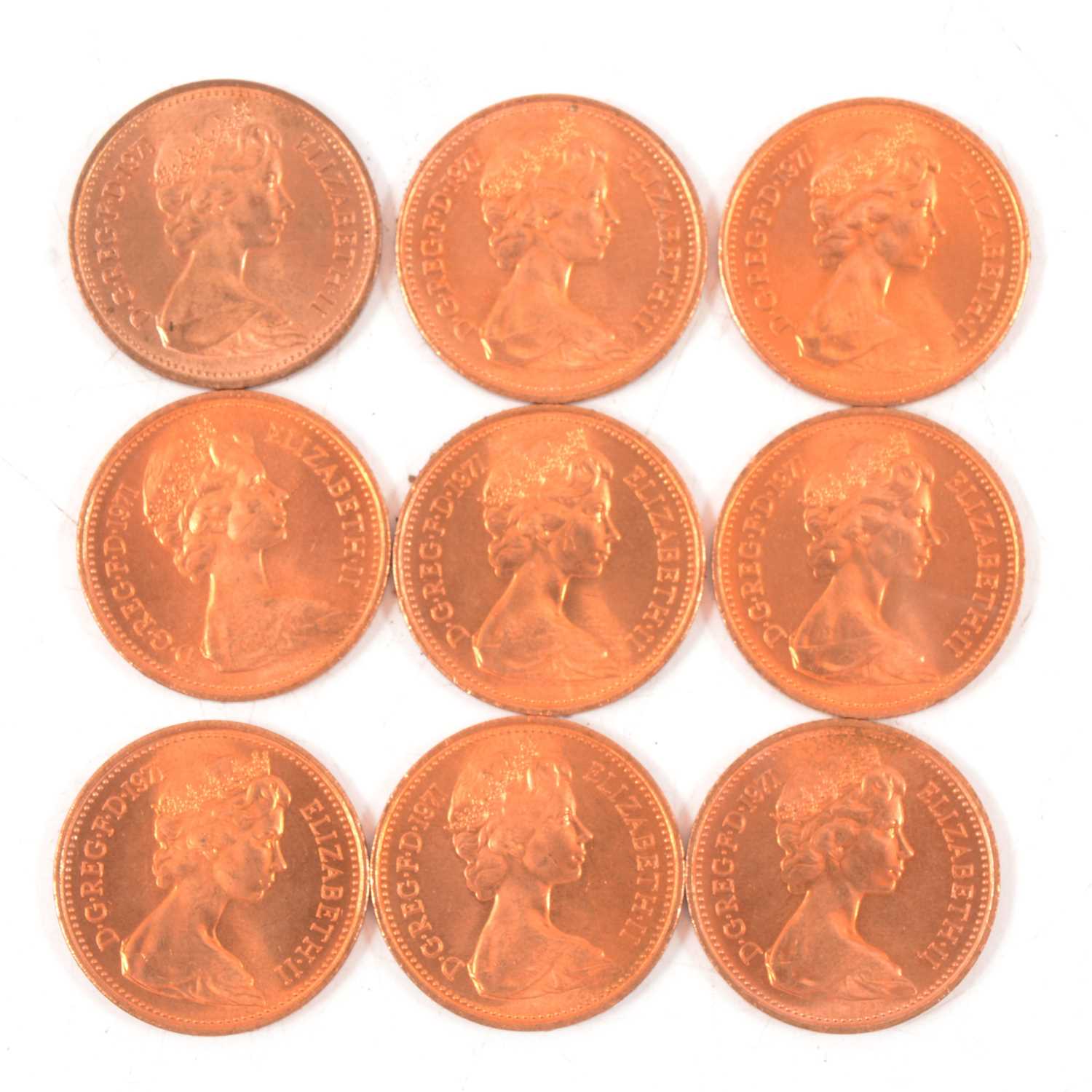Lot 226 - George III and later silver content and copper coinage, including uncirculated pennies and half-pennies.