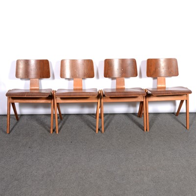 Lot 1060 - Set of four plywood 'Hillestak' stacking chairs, designed by Robin Day, designed 1950s
