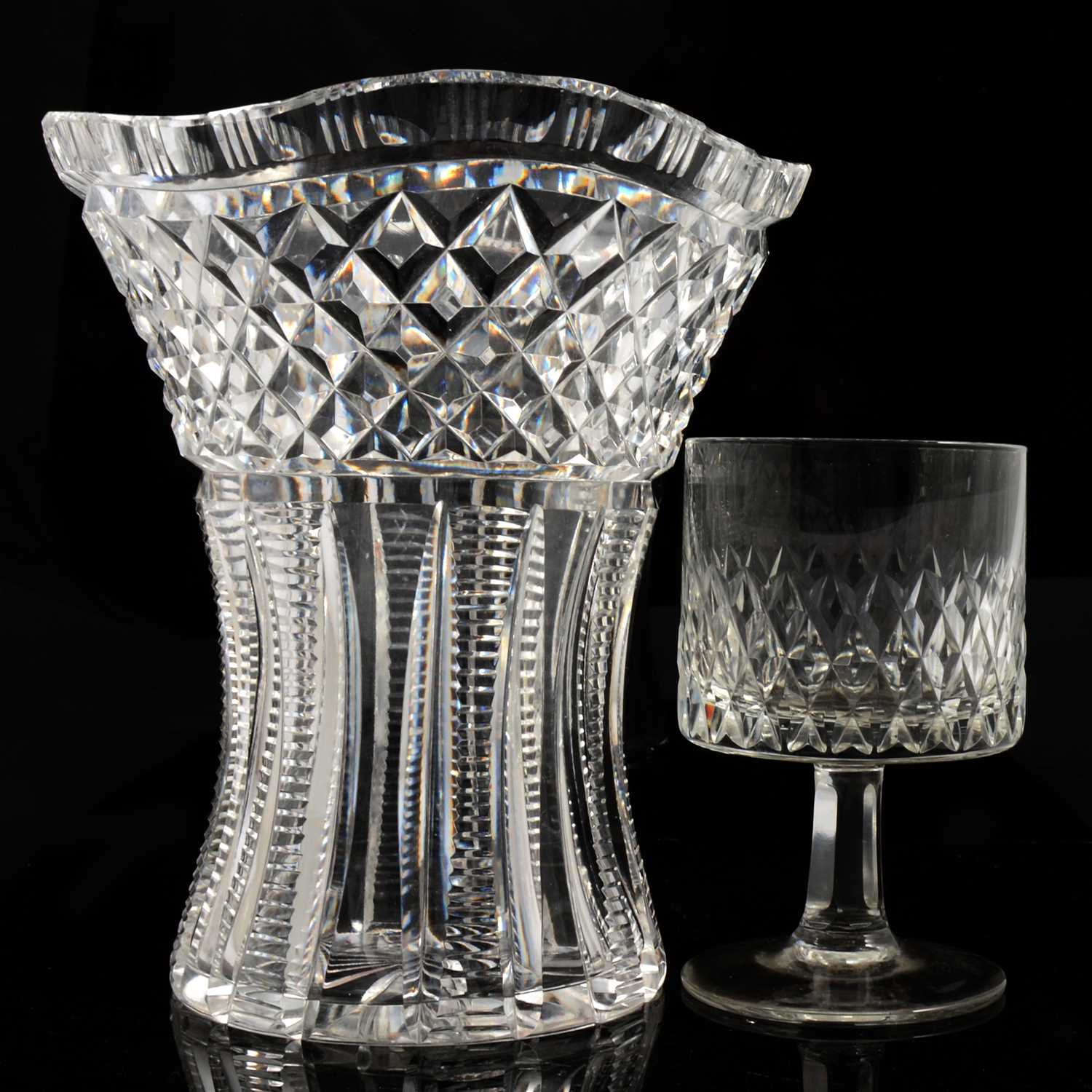 Lot 69 - Cut glass vase, tumblers and liqueur glasses.